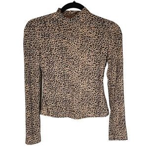 SHEIN Leopard Print Long Sleeve Fitted Top